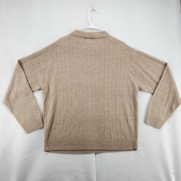 GEOFFREY BEENE Sweater Men's 1/4 Button Collared Long Sleeve Acrylic Brown 2XL - Picture 9 of 12